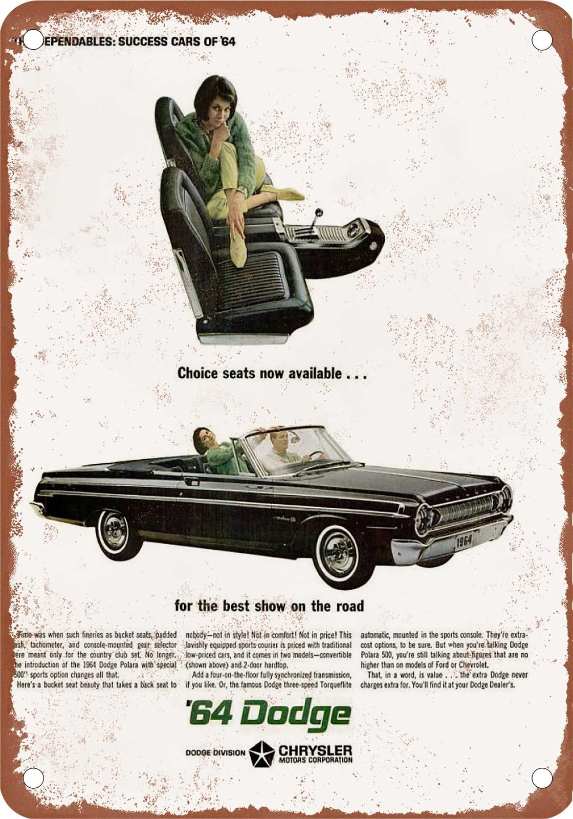 METAL SIGN - 1964 Dodge Vintage Ad 09 - Old Retro Rusty Look home decor