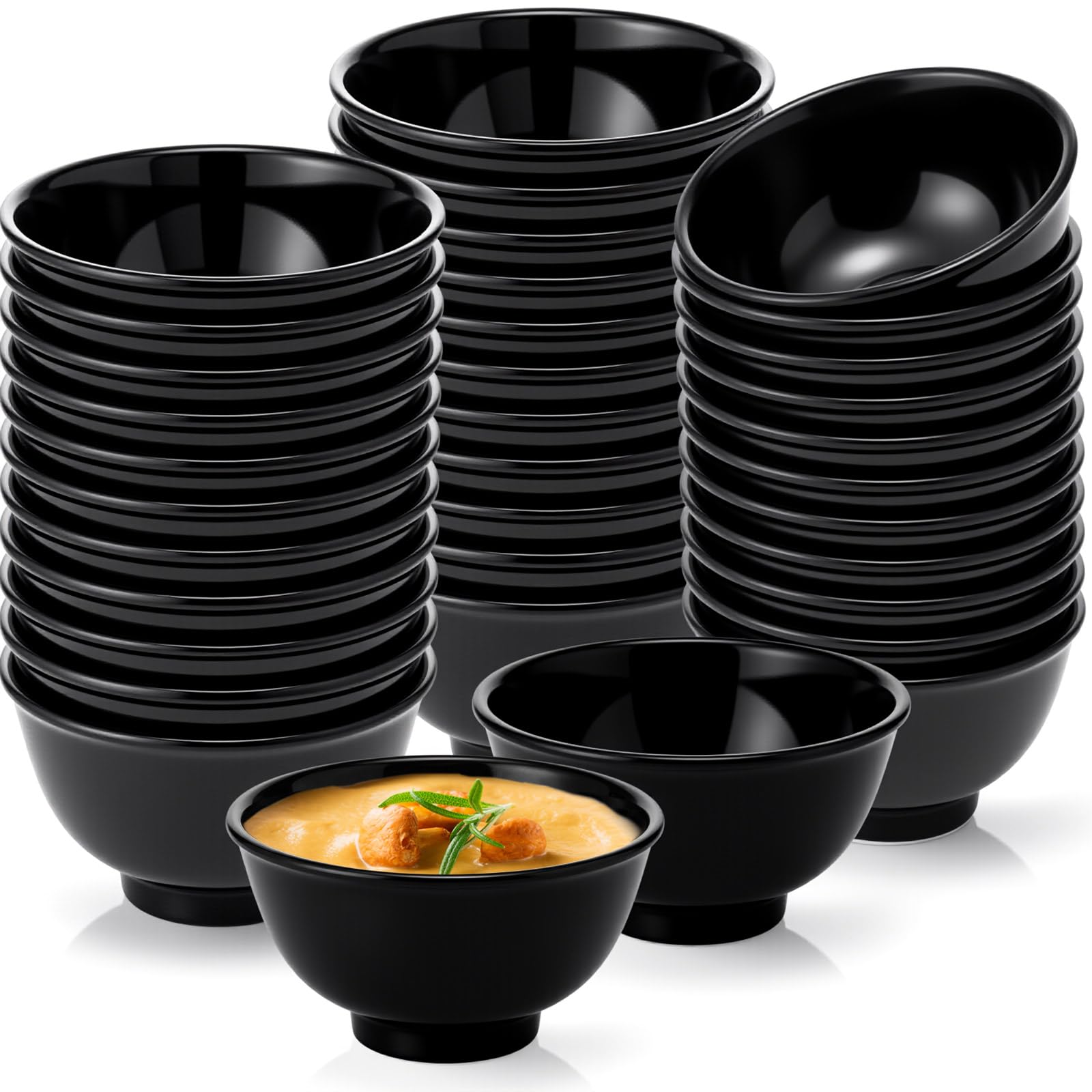 Photo 1 of Tioncy 36-Pc Black Melamine Bowls, 6 oz