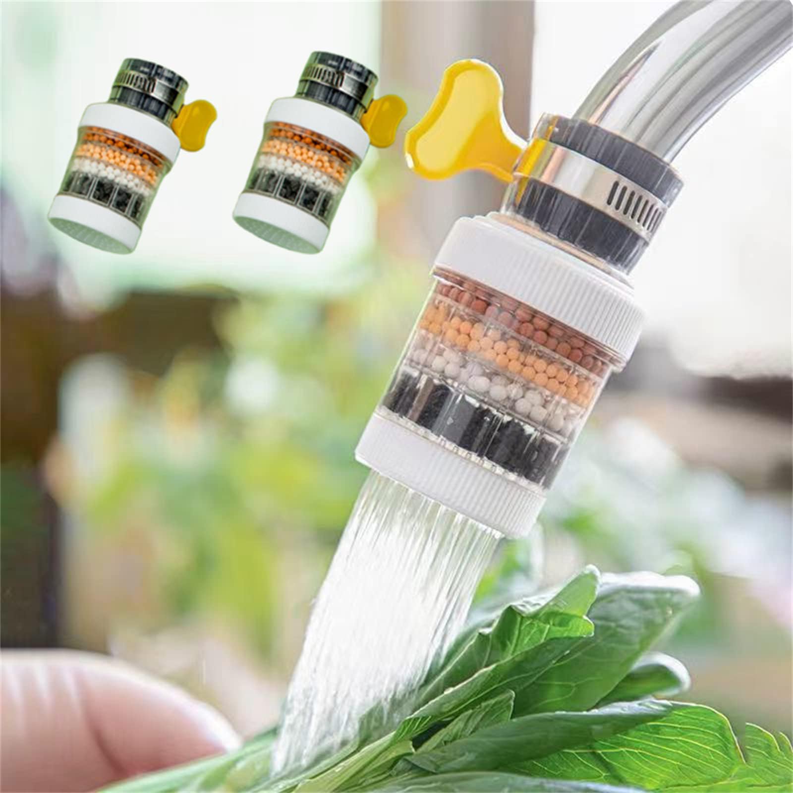 Sweet seven 2Pcs Faucet Mounts Splash Filter - Removable Six-Layer Household Faucet Filter, Universal Splash-Proof Kitchen Tap Water Saver (White)