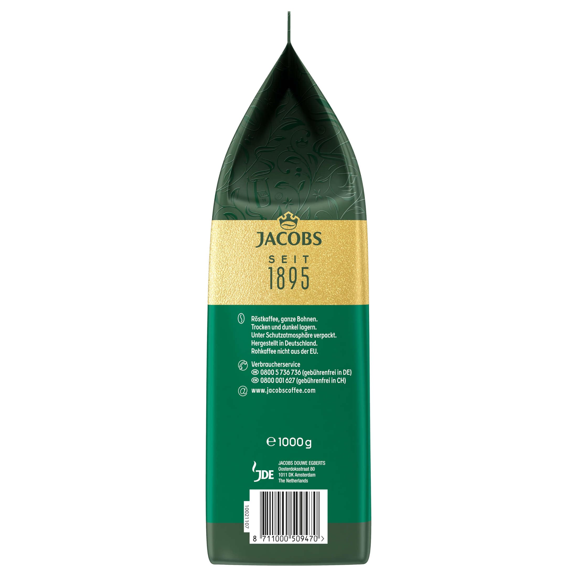 Jacobs Krönung Crema, Kaffee Ganze Bohne 4er Pack, (4 x 1000 g)