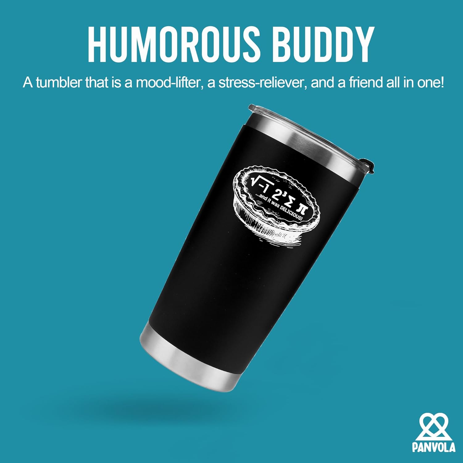 Panvola I Ate Some Pi And It Was Delicious Vacuum Insulated Tumbler Math Gifts Physics Math Teacher Stainless Steel Travel Mug with Lid and Straw 20 oz Black - Image 2