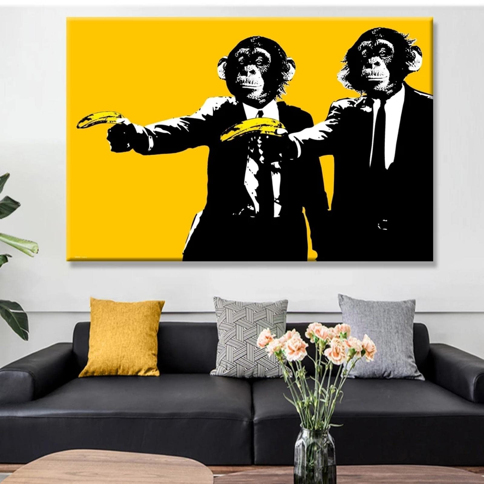 Amazon.co.jp: 面白いポスターパルプフィクション猿バナナ銃アート