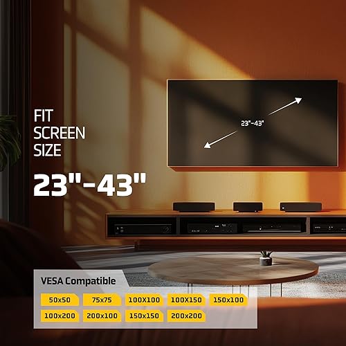 Miniatura 4 de Soporte de pared ultradelgado para TV para la mayoría de pantallas de 23 a 43 pulgadas, Max Vesa de 200 x 200, soporte universal para TV soporta