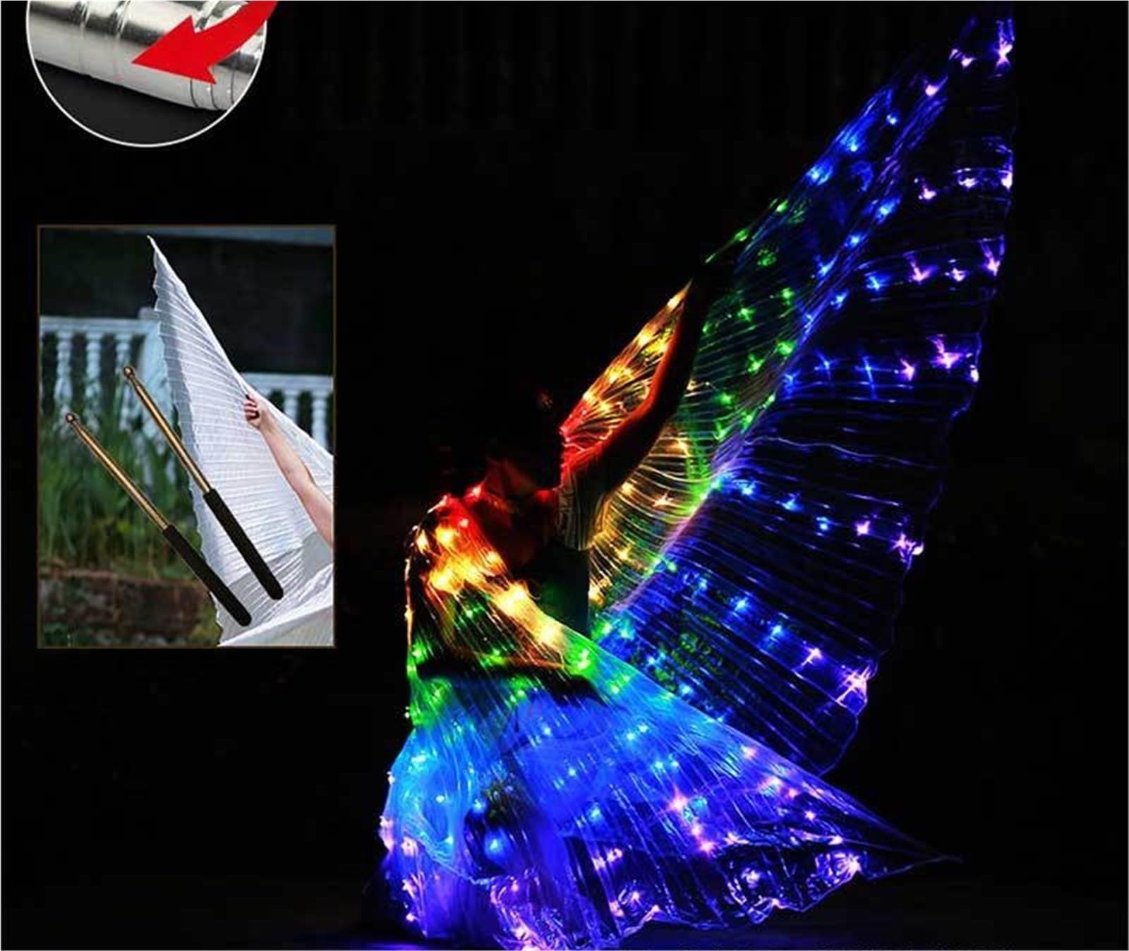 Leuchtende LED-Flügel für Kinder – bunte Bühnenaufführung, Rückendekoration mit Lichtern