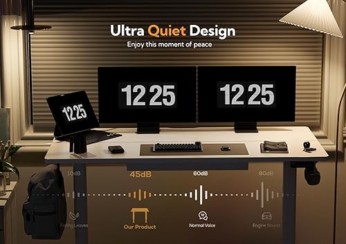 Miniatura 6 de Escritorio de pie con cajones, escritorio eléctrico de pie con altura ajustable, estación de trabajo para computadora, 48 pulgadas, color blanco