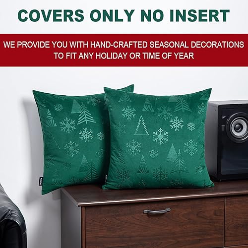 Miniatura 4 de BLACKTHX Juego de 2 fundas de almohada de Navidad fundas de almohada de terciopelo verde esmeralda para decoración gótica del hogar 12 x 20 pulgadas