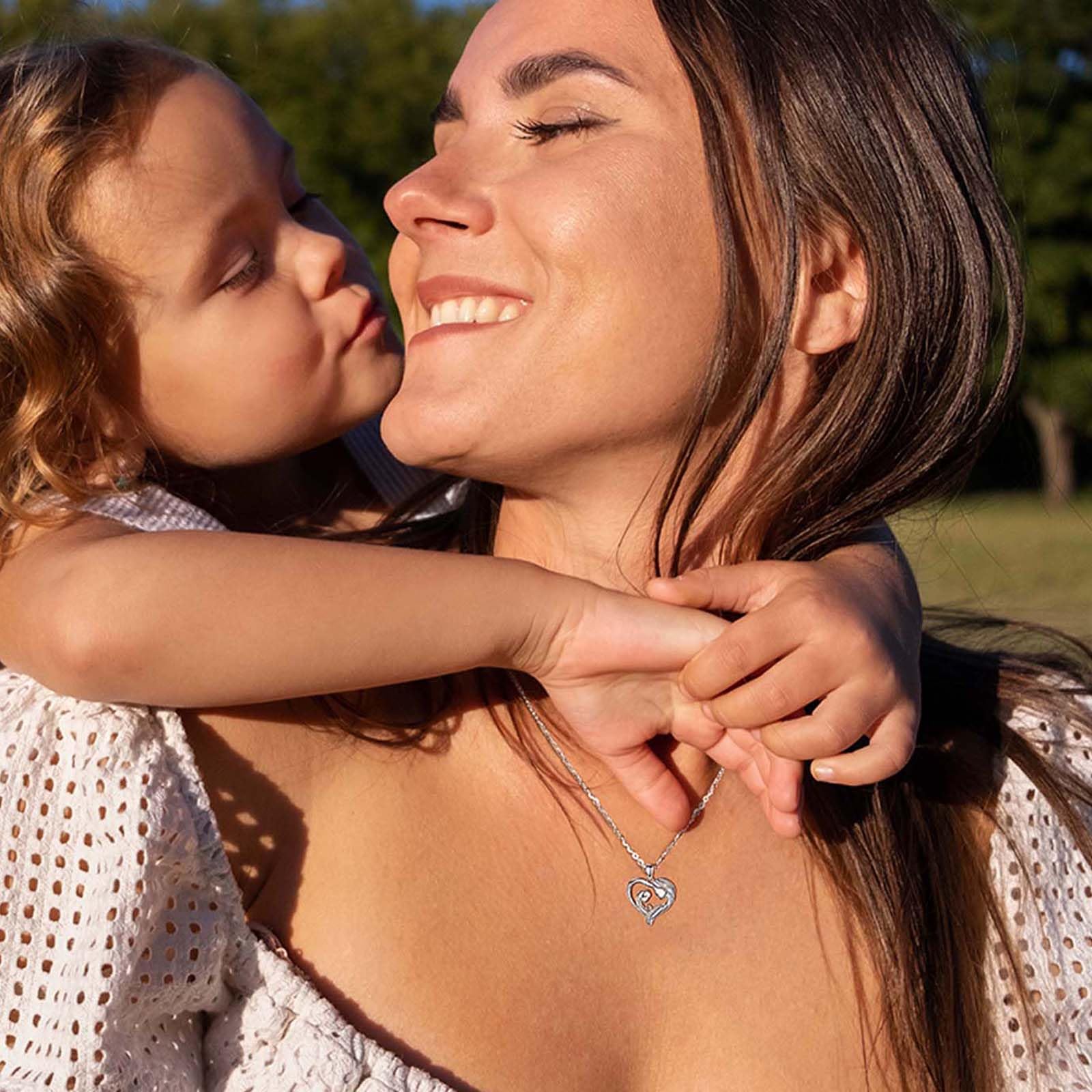 INFUSEU Regalo Mamma Collana, Mamma E Figlia Cuore Gioielli Argento 925 Ciondolo Chiama Regalo Per La Festa Della Mamma