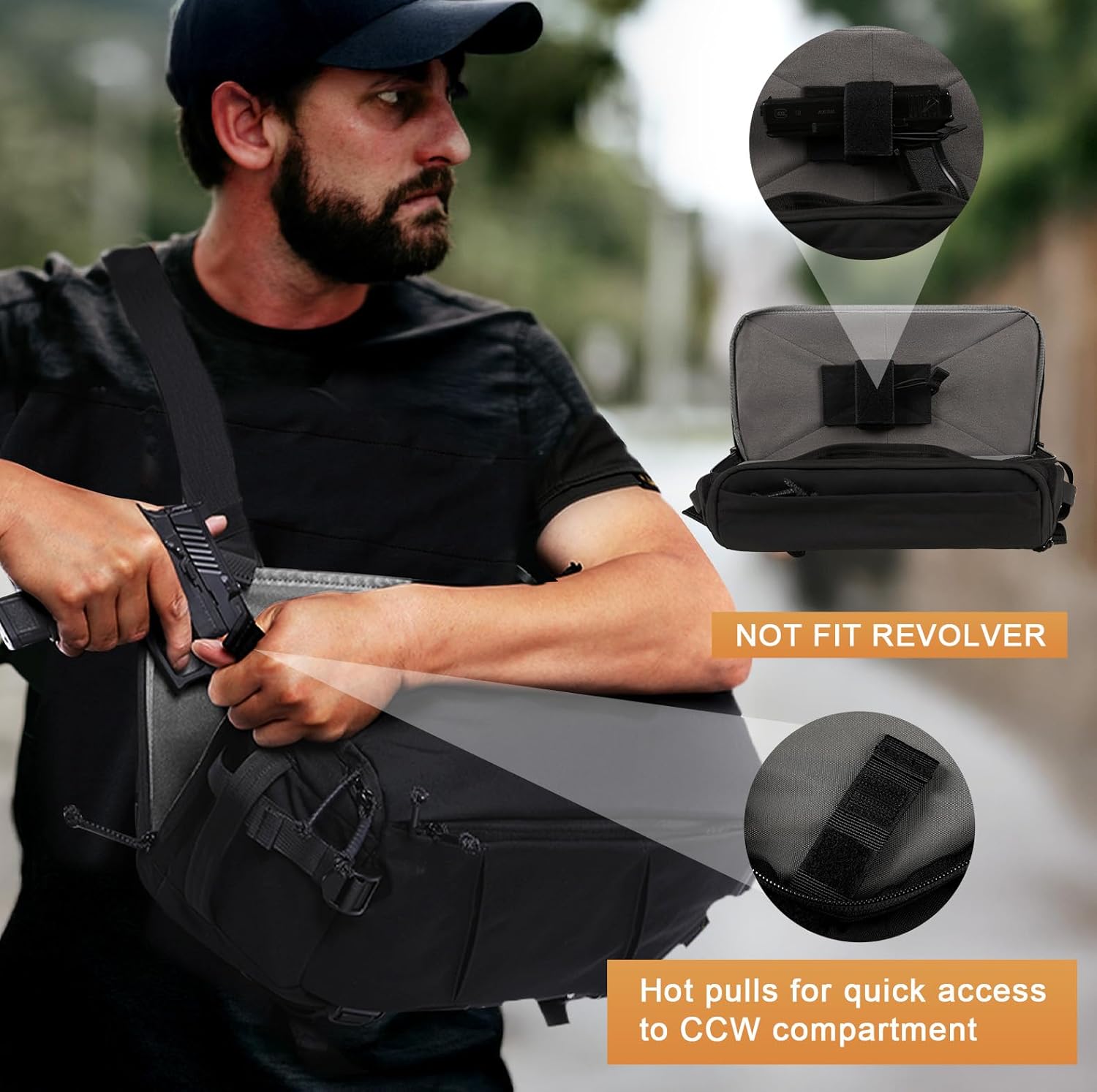 VOTAGOO 13L Tactical Sling Bag - CCW Concealed Carry Military Backpack, EDC Lightweight Crossbody Shoulder Pack for Men & Women - Image 2