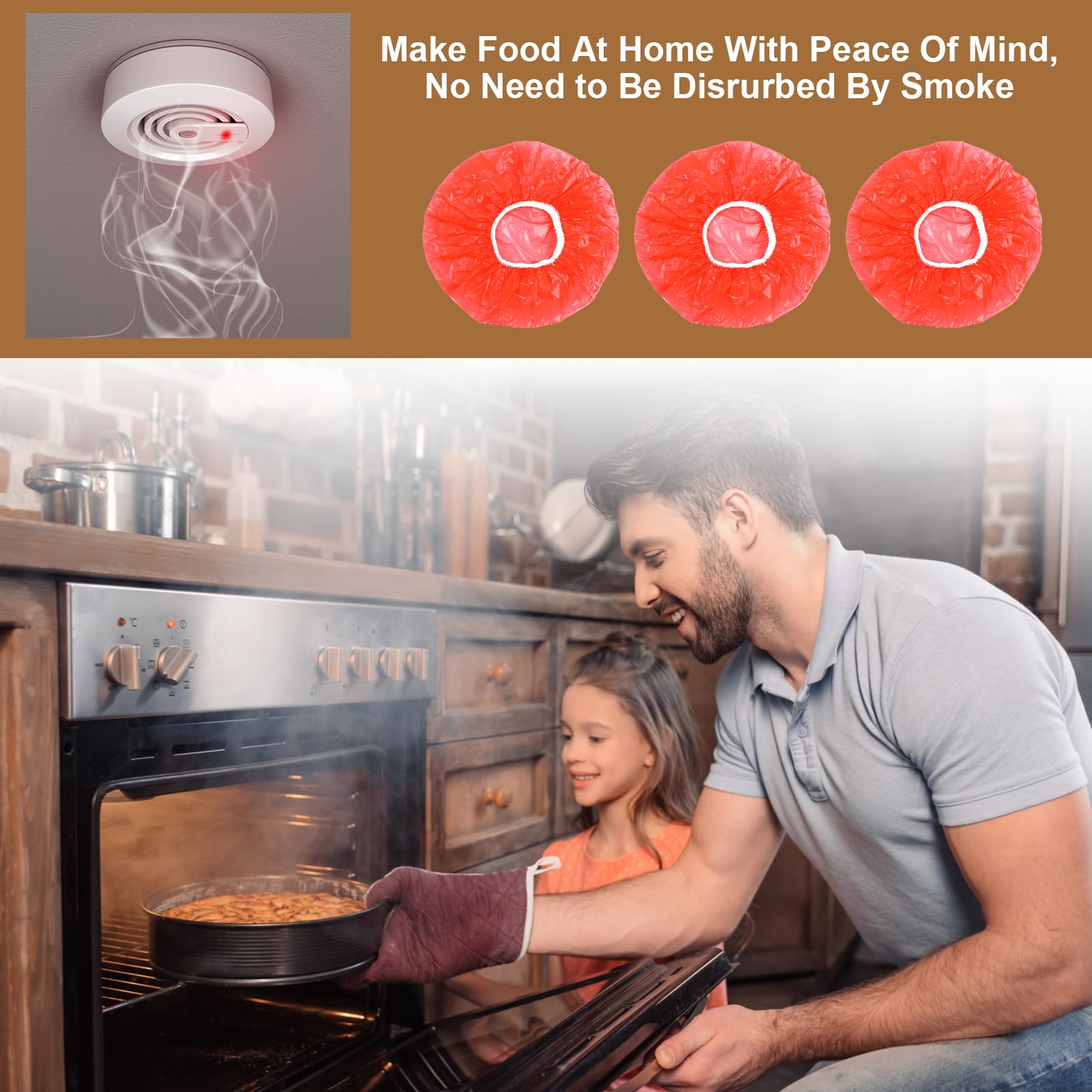 SAVITA Pack Of 50 Smoke Detector Covers, Plastic Fire Alarm Dust Protection, Thickened Alarm Dust Protection, Elastic Fire Alarm Cap For Home, Kitchen, Cooking, Baking (Yellow - View #12