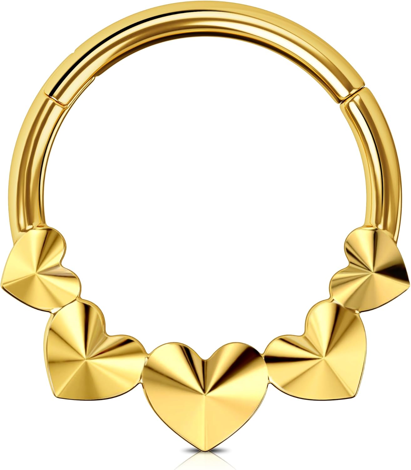 Jewseen Septum Ring 16g Cartilage Hoop Earring Heart Septum Jewelry Gold Septum Jewelry Surgical Steel Daith Piercing Jewelry Tragus Conch Helix Earring for Women Men Nose Rings Hoop