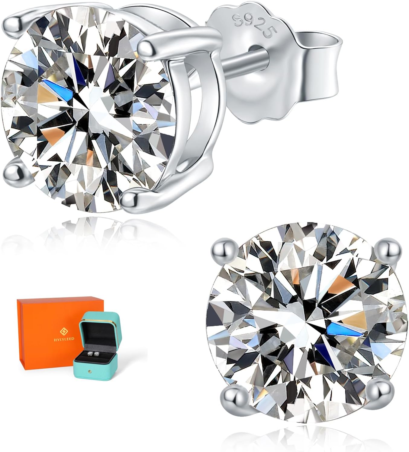 1-6CT Moissanite Stud Earrings for Women Men Hypoallergenic Sterling Silver D Color VVS Clarity Lab-Grown Diamond GRA Certified Gift Ready Box