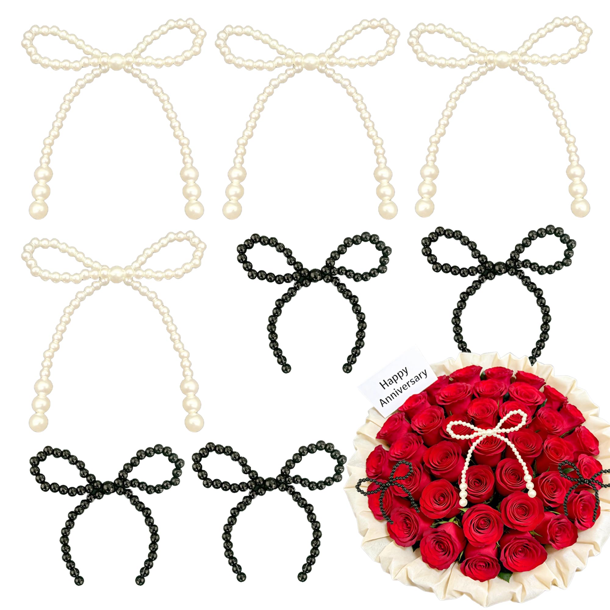 Pearl Bow Decoration for Bouquets Pearl Bow Cake Decor Topper