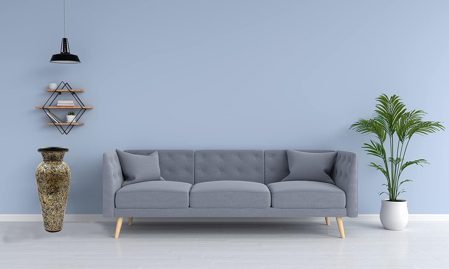 Floor Vase, 24 Inch Mosaic Vase – Tall Cylinder Made of Terracotta with Crackled Gold and Black Glass Mosaic Pieces – Handcrafted Decorated Home Décor Accent Piece for Bedroom, Living Room