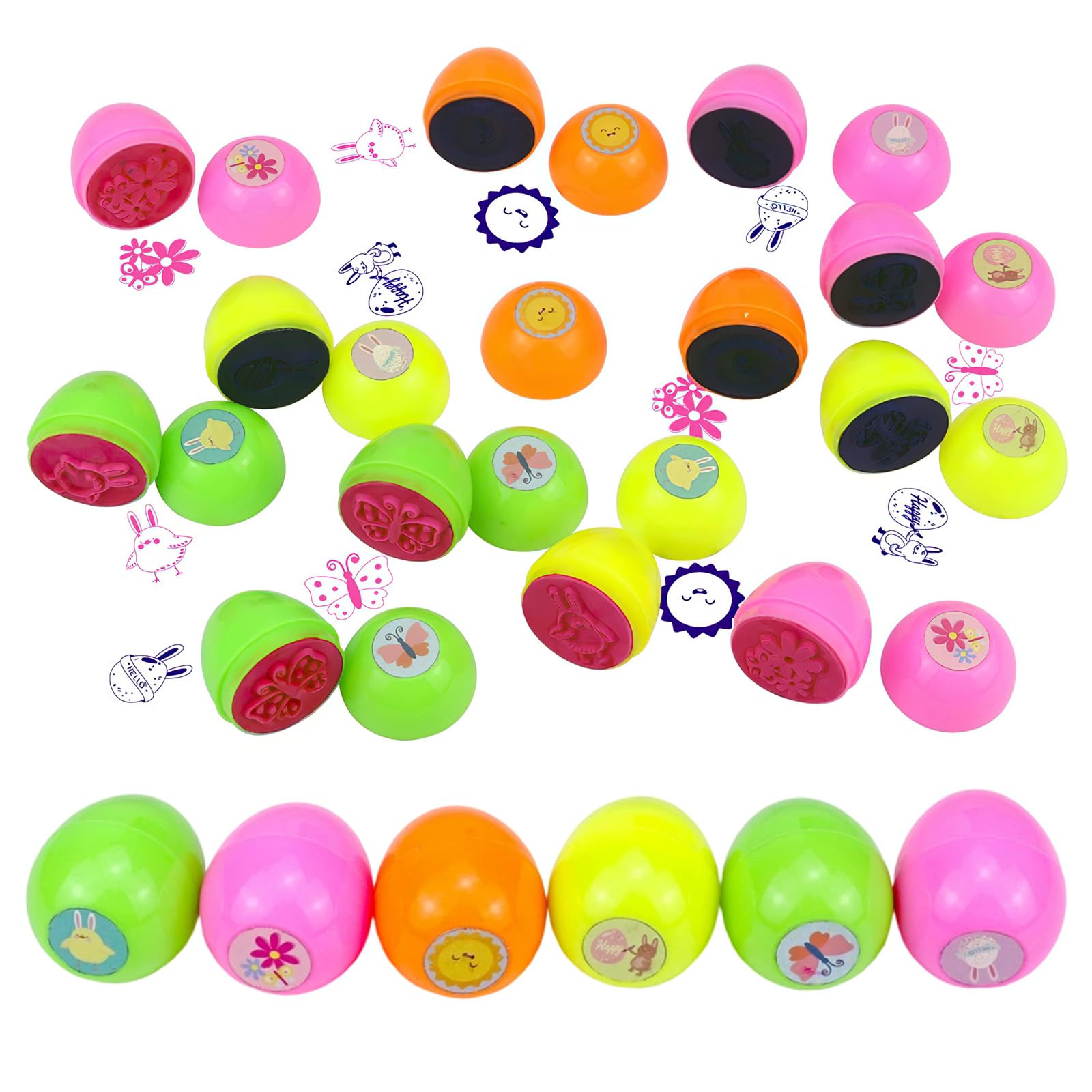 12Pcs Easter Egg Stampers Set, Stamps for Crafting, Easter Toys, for Holiday Hunts and Parties Spring Themed Stamps for Decorative Prizes and Basket Fillers Party Toys