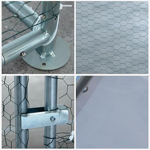 Miniatura 18 de VINGLI Gallinero grande de metal para pollos, gallinero con cubierta impermeable anti-UV, corral de pollo de alta resistencia con bloqueo