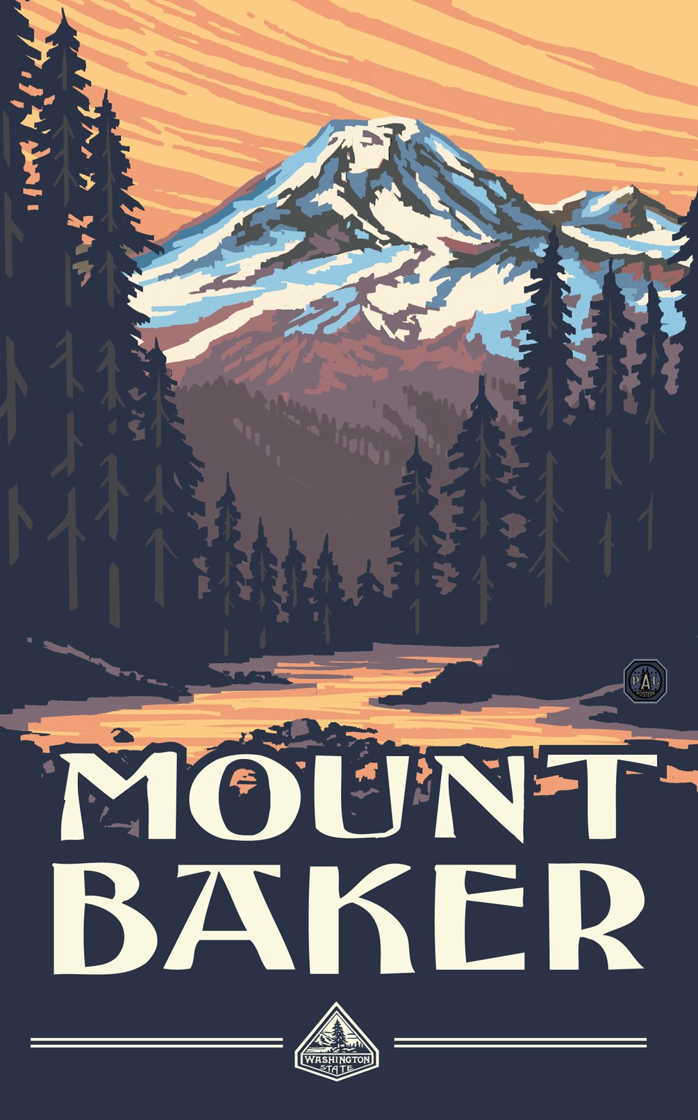 Northwest Art Mall Mount Baker Washington Artwork by Paul A Lanquist, 11-Inch by 17-Inch