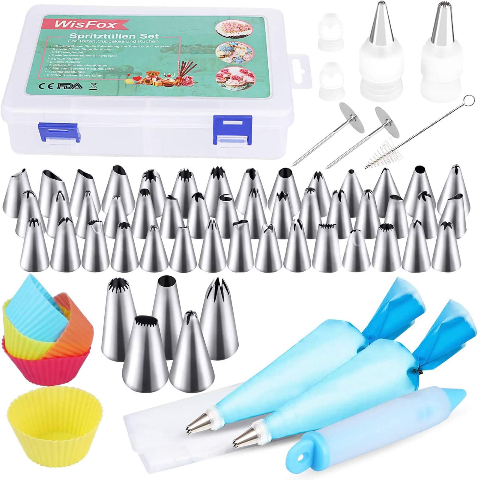 85 pcs Cake Decorating Supplies Kits,WisFox Icing Piping Nozzles Tips,Include 50 Piping Nozzles