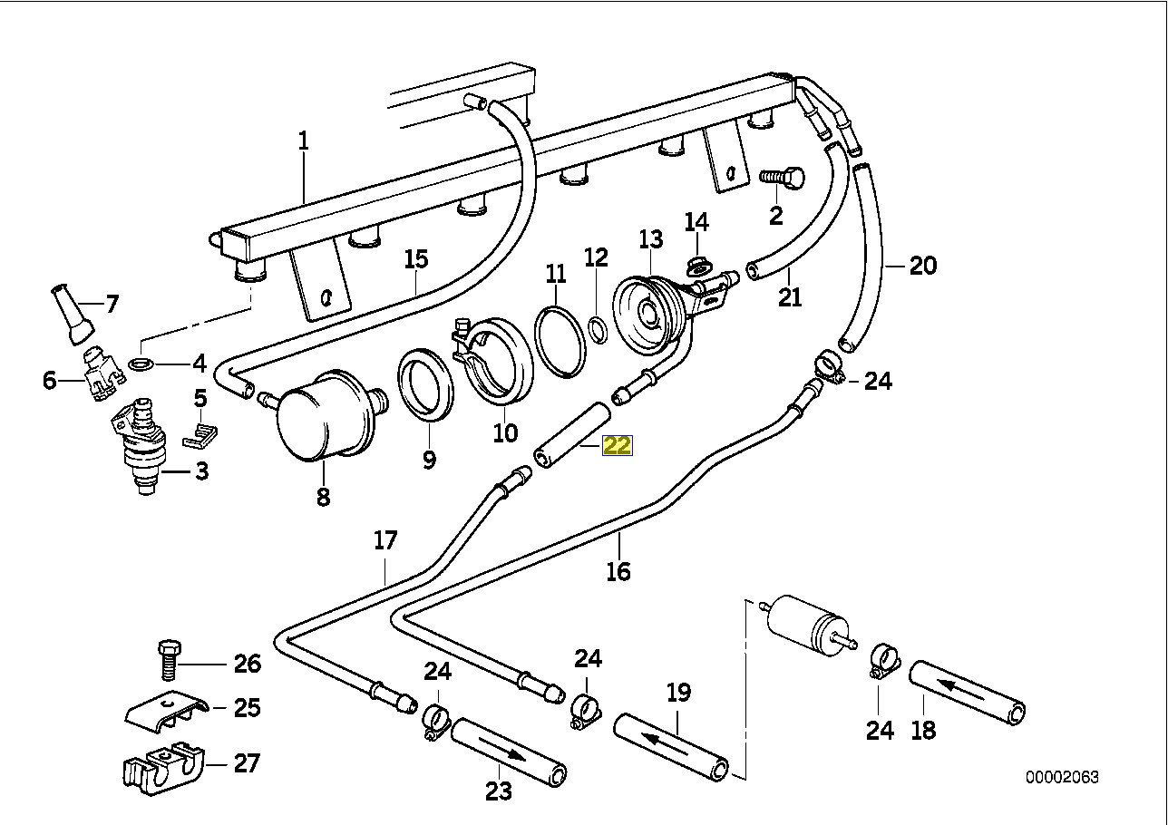 Amazon | BMW E36 M3 S50 Engine Fuel Rail Return Hose Pipe