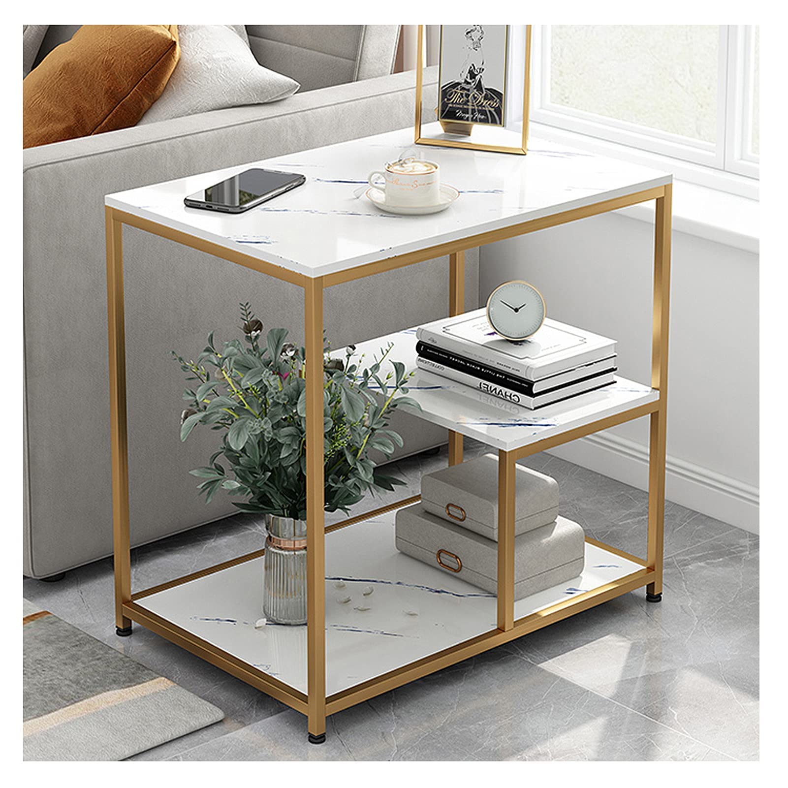 Table basse ronde 3 niveaux pour salon et petit appartement pour télétravailler sur le canapé