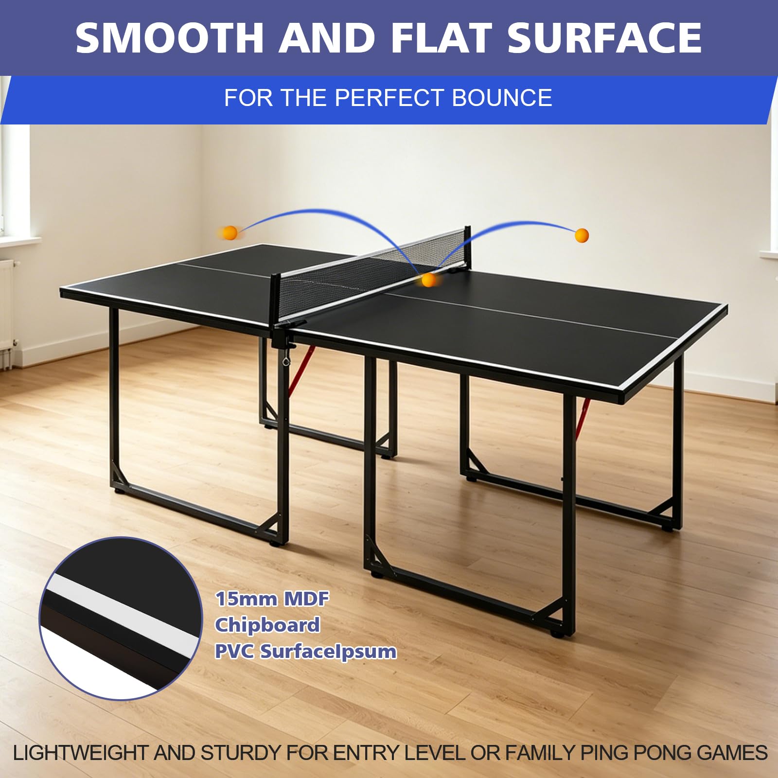 Pingpong Tisch 182cm Faltbar Mit Netz Schläger Bälle Schwarz