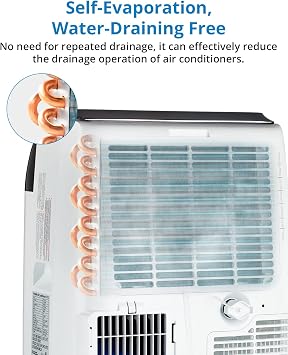 12000 BTU Portable Air Conditioner, with Remote Control, 3-in-1 Free Standing Cooling AC Unit with Fan & Dehumidifier, Cools Room up to 550 sq.ft, Smart/Sleep Mode,3 Speed,Auto Swing,24H Timer, White