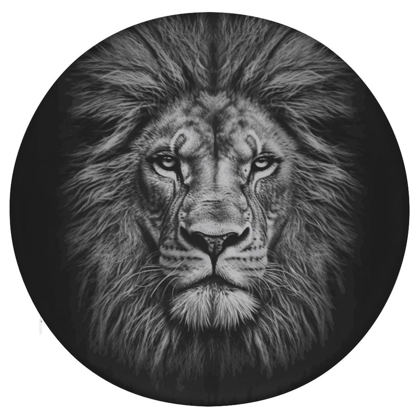 Wsoihfec Style Black And White Lion Head Seat Cushion Round Chair Pad