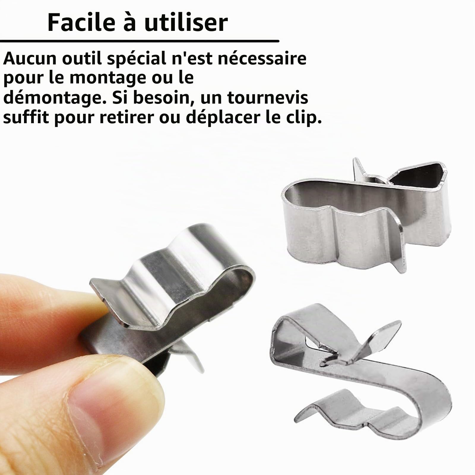 Lot de 50 clips de câble pour cadre de remorque - En acier inoxydable PV - Pour ordinateur portable, câble Ethernet, bureau, assemblage de câbles