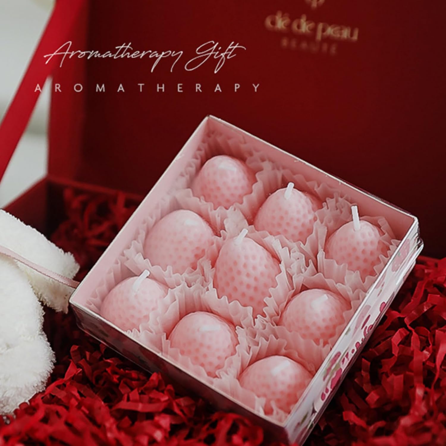 3D Strawberry Silicone Mold, 3 Pcs 4-Cavity Strawberry Scented Candle Soap Fondant Mold Fruit Epoxy Resin Casting Mold for Home Decor(Large, Medium, Small)