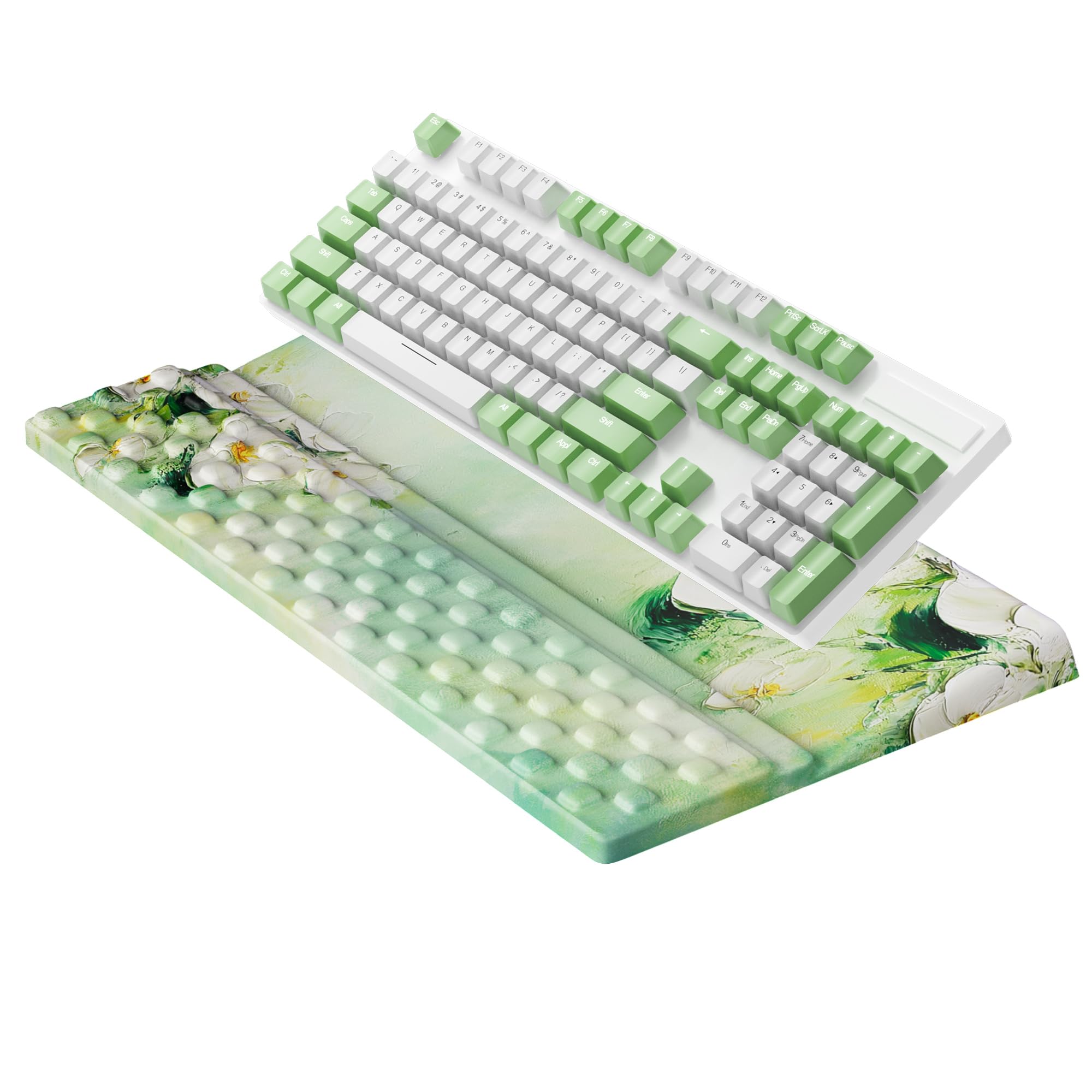 Ospelelf Keyboard Wrist Rest Pad, Comfy Ergonomic Keyboard Stand Holder, Office Desk Accessories, Work from Home Essentials, Anemone Pattern