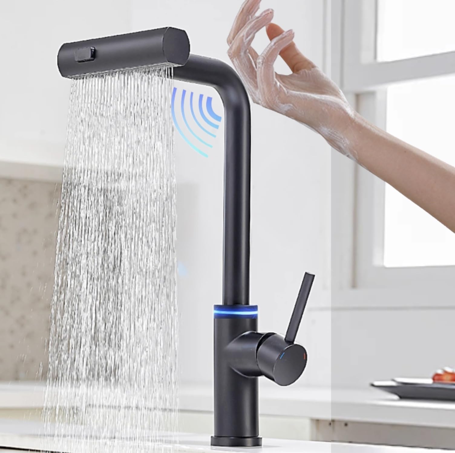 Robinet de baignoire mural KW-76R mitigeur de douche noir mat pour rénovation