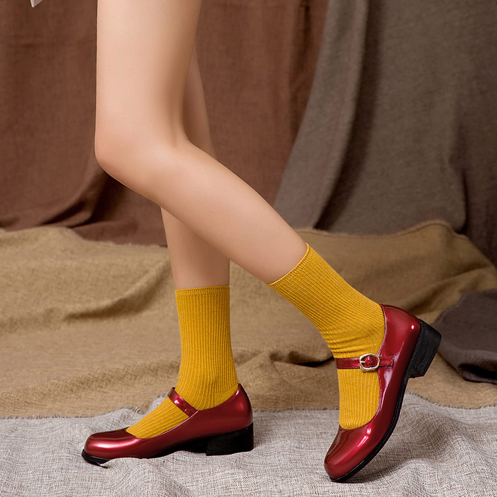 Bviennic Mujer Escuela Tacón Medio Charol Mary Jane Zapatos