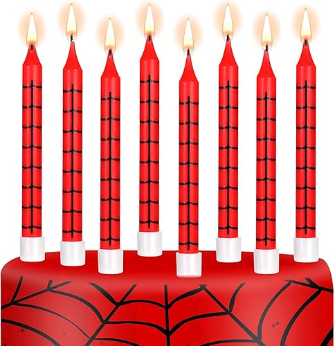 Cindeer 12 velas de cumpleaños con temática de araña, decoración de pastel para decoración de fiesta de araña, cumpleaños, baby shower, fiesta de