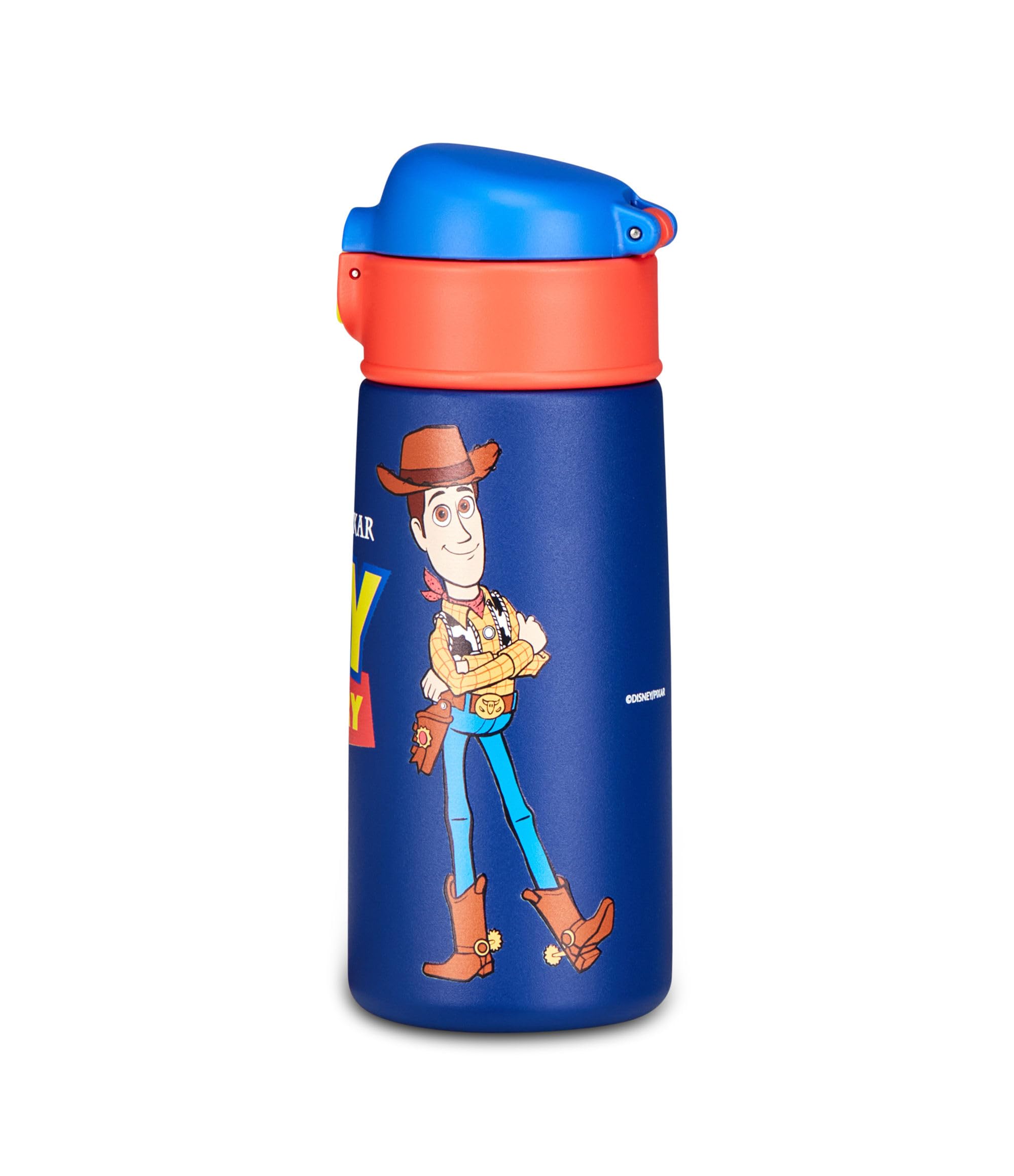 Seven Butelka na wodę Toy Story 5, niebieska, 460 ml, stal nierdzewna, bez BPA, szczelna, ciepła 12 h/zimno 24 h, szczelna, wielokrotnego użytku, szkoła, sport, podróż, dla dzieci, pomysł na prezent