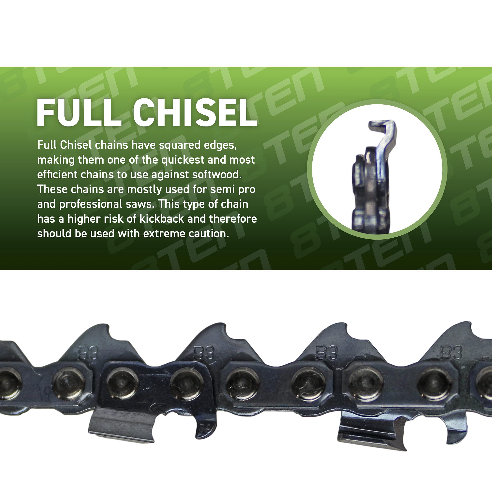 Amazon.com: 8TEN Full Chisel Chainsaw Chain 20 Inch .063 .325 81DL