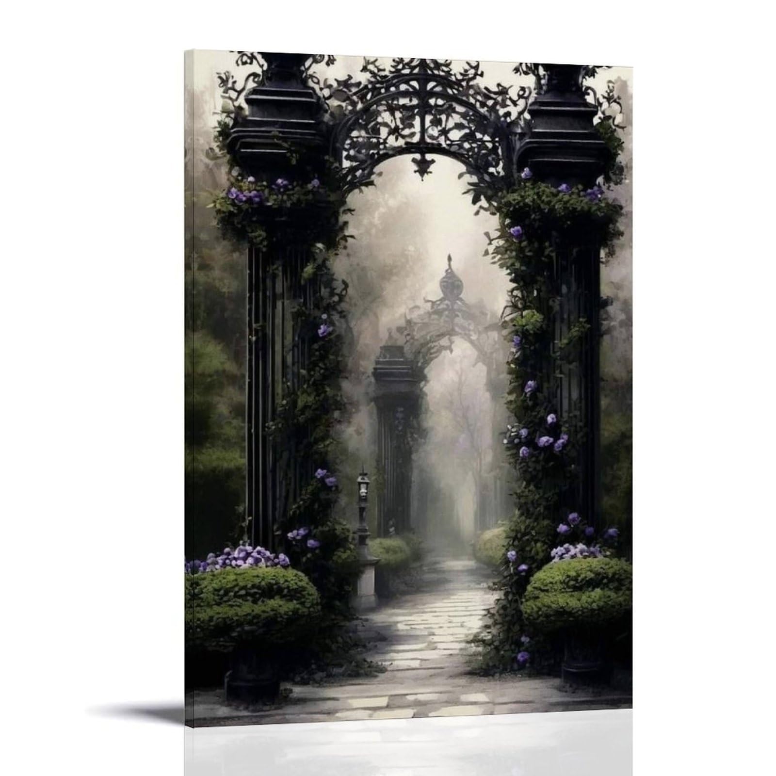 Jueuryywrry Frame-Style Gothic Mystery The Foggy Castle Poster Wall Art Aesthetic Cover Poster Design Painting For Living Room Bed Room 12X18inch(30X45cm)