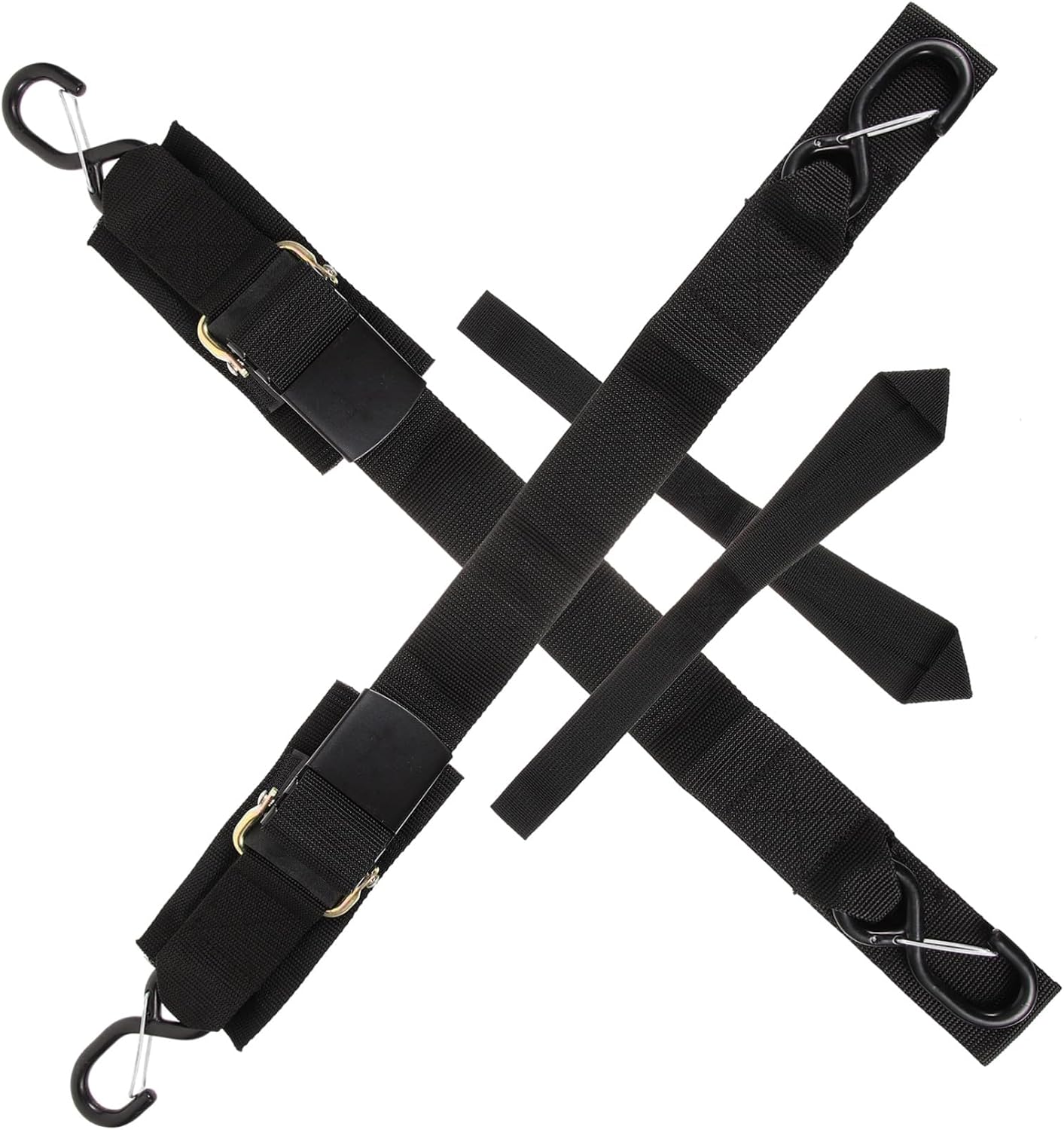 Boat Trailer Tie-Down Straps Set of 4 with Safety Locks, Nylon Kayak Fixing and Boat Binding Winch Straps for Secure Transom Lashing in Boating and Trailer Transport