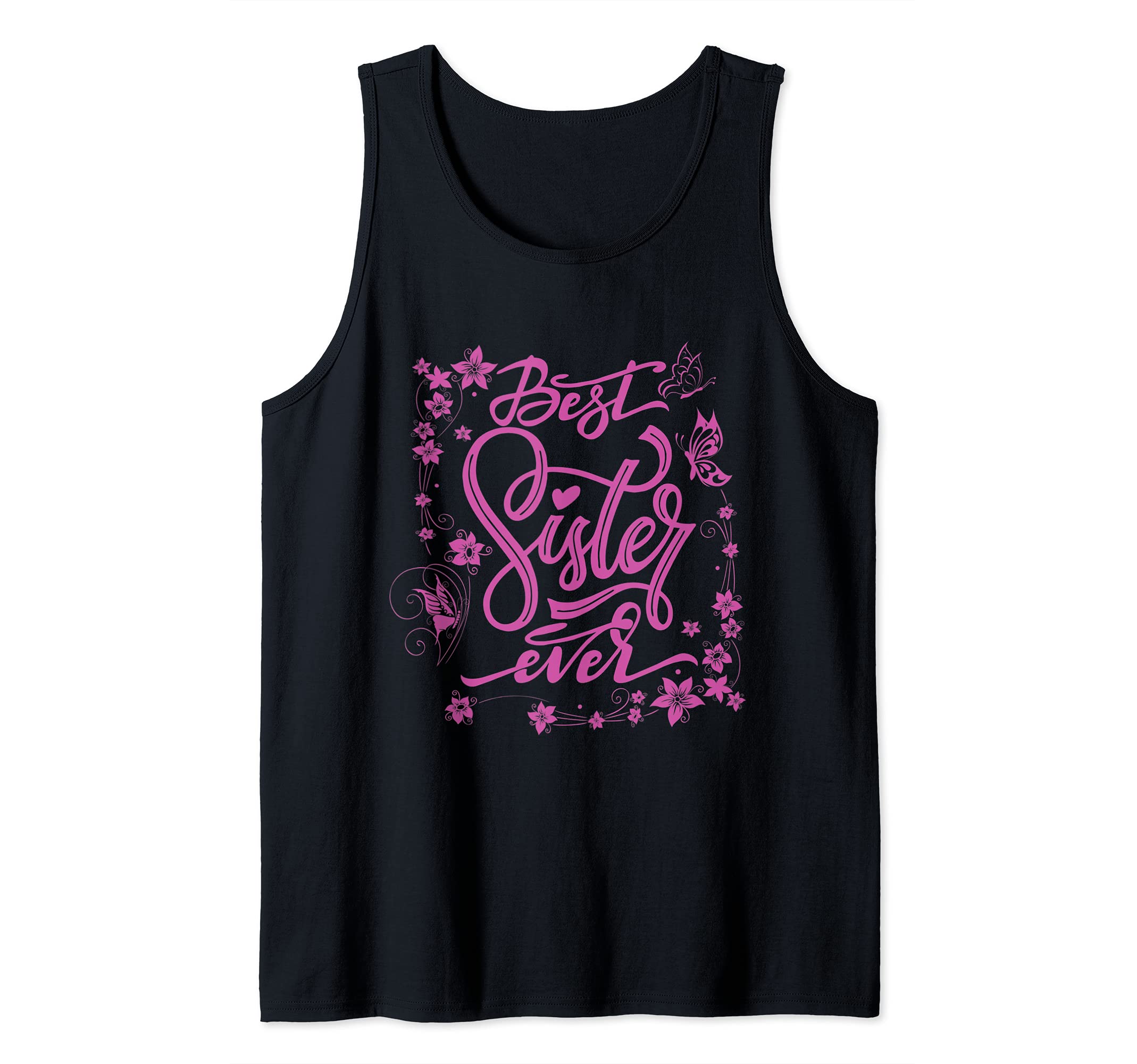 Cute Best Sister Ever Girlfriends Women Girl Sibling Friends Tank Top, Black