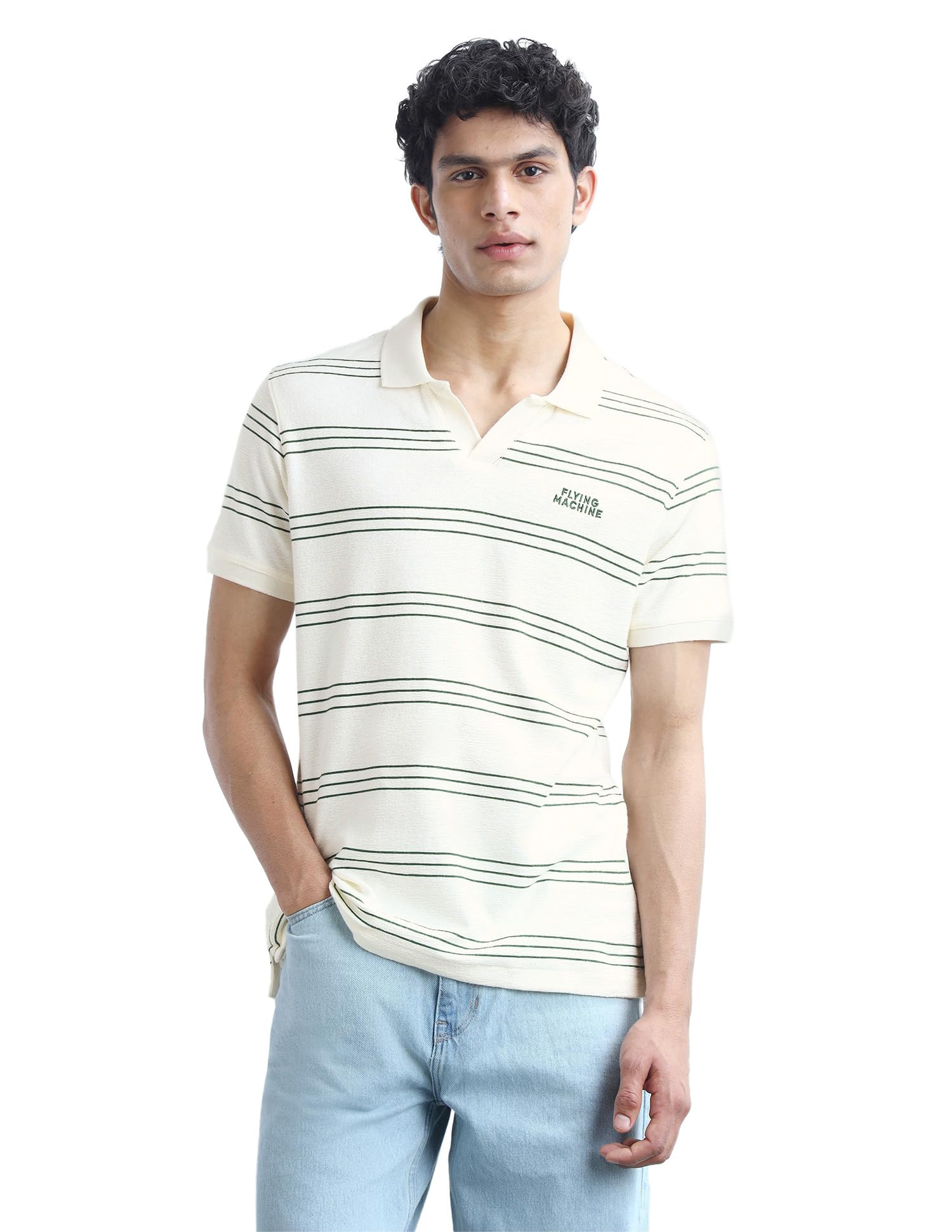 flying machine Men's Regular Fit Polo T-Shirt | Striped Pattern-picture-36