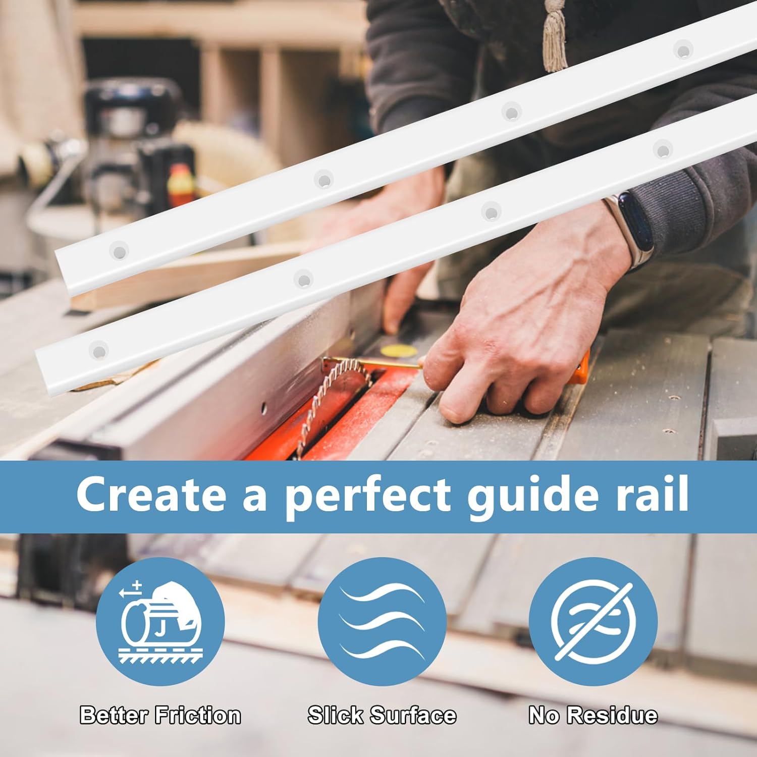Coolrunner Crosscut Sled for Table Saw - 3/4" X 3/8" X 17" Plastic Sled with Predrilled Holes and Screws - Ideal for U Tracks, Woodworking, Miter Slots, Router Table and Bandsaws