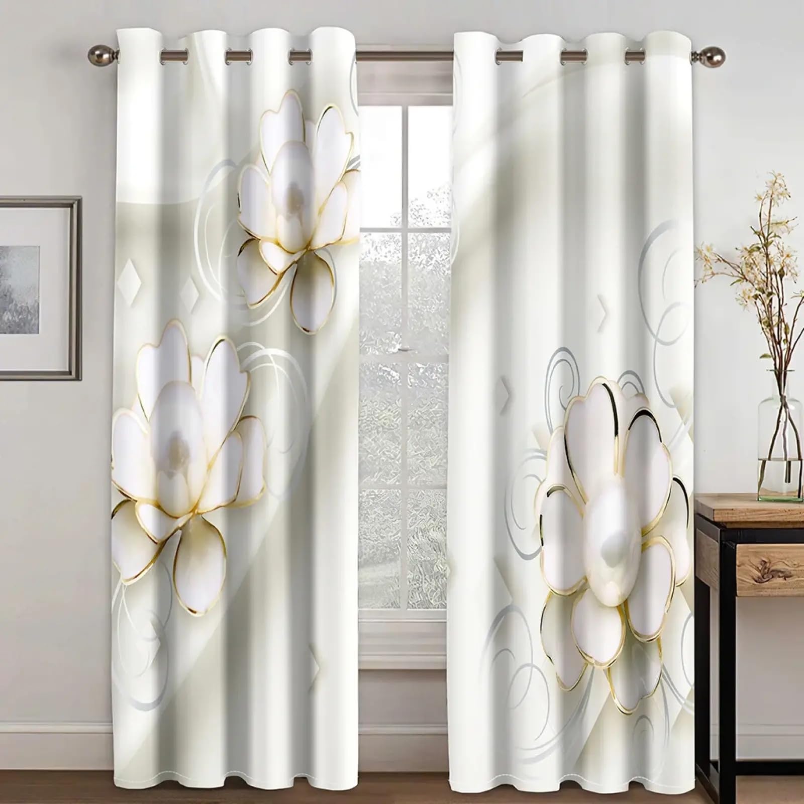 IKDZCM Blackout Curtains 2 Panel European Simple Style Curtains Fresh Elegant Warm Flowers Curtains Room Bedroom Kitchen Decor WxH/2x28x71inch Window Treatment Set