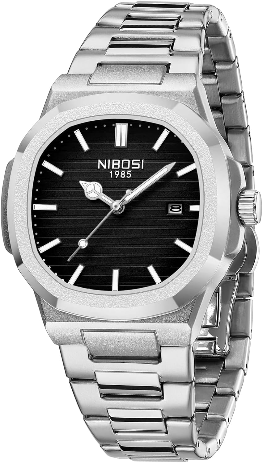 NIBOSI Men Watches Analog Quartz Stainless Steel Military Watches for Men Waterproof Business Classic Wrist Watch with Date