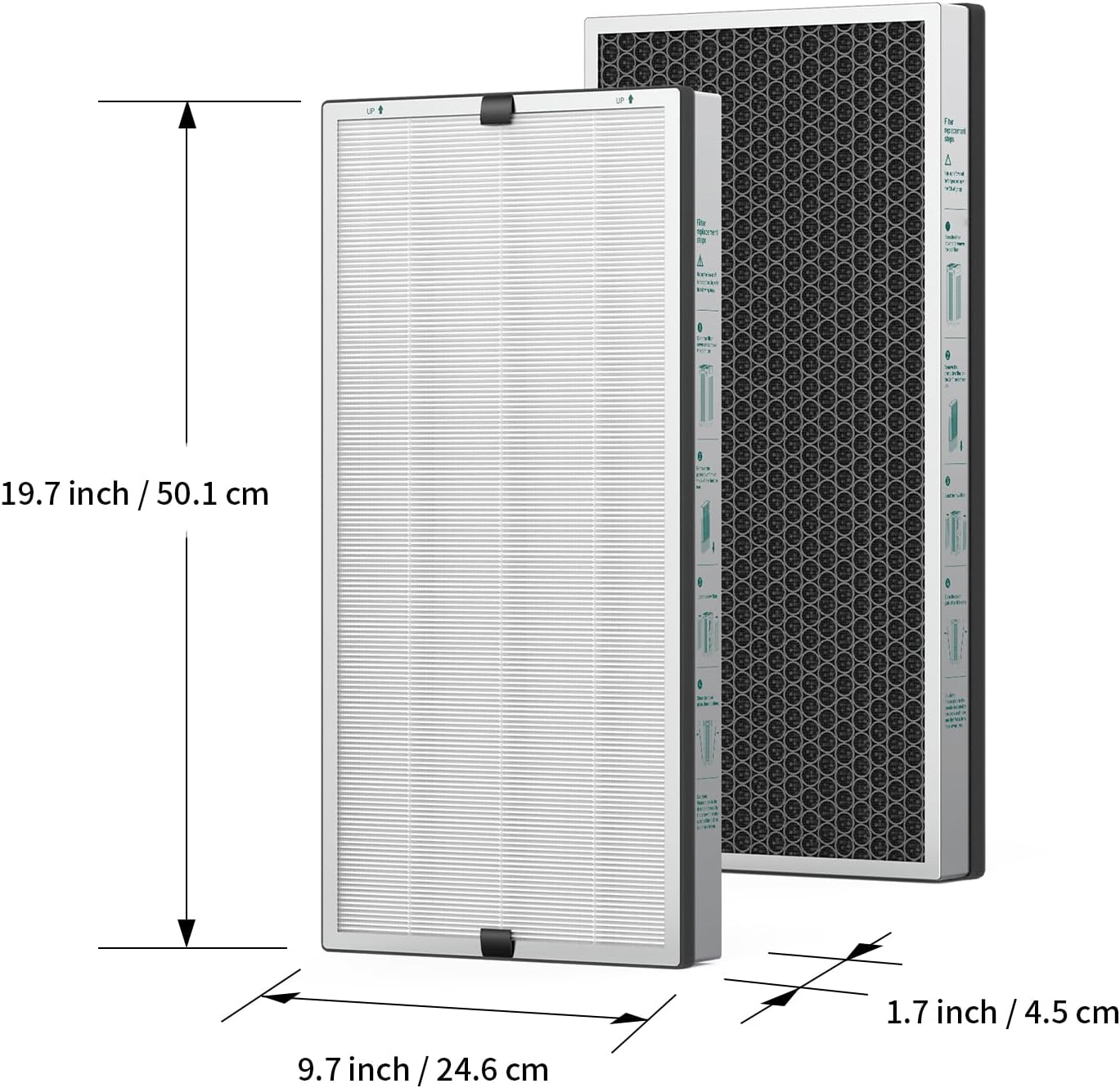Jafända JF888 Replacement Filter, 2 Pack Original Filters, True HEPA 13 Filter, with 2.12 lb Activated Carbon, Remove Pollen Dust Pet Odor VOCs,Allergies,Smoke,Cooking smell
