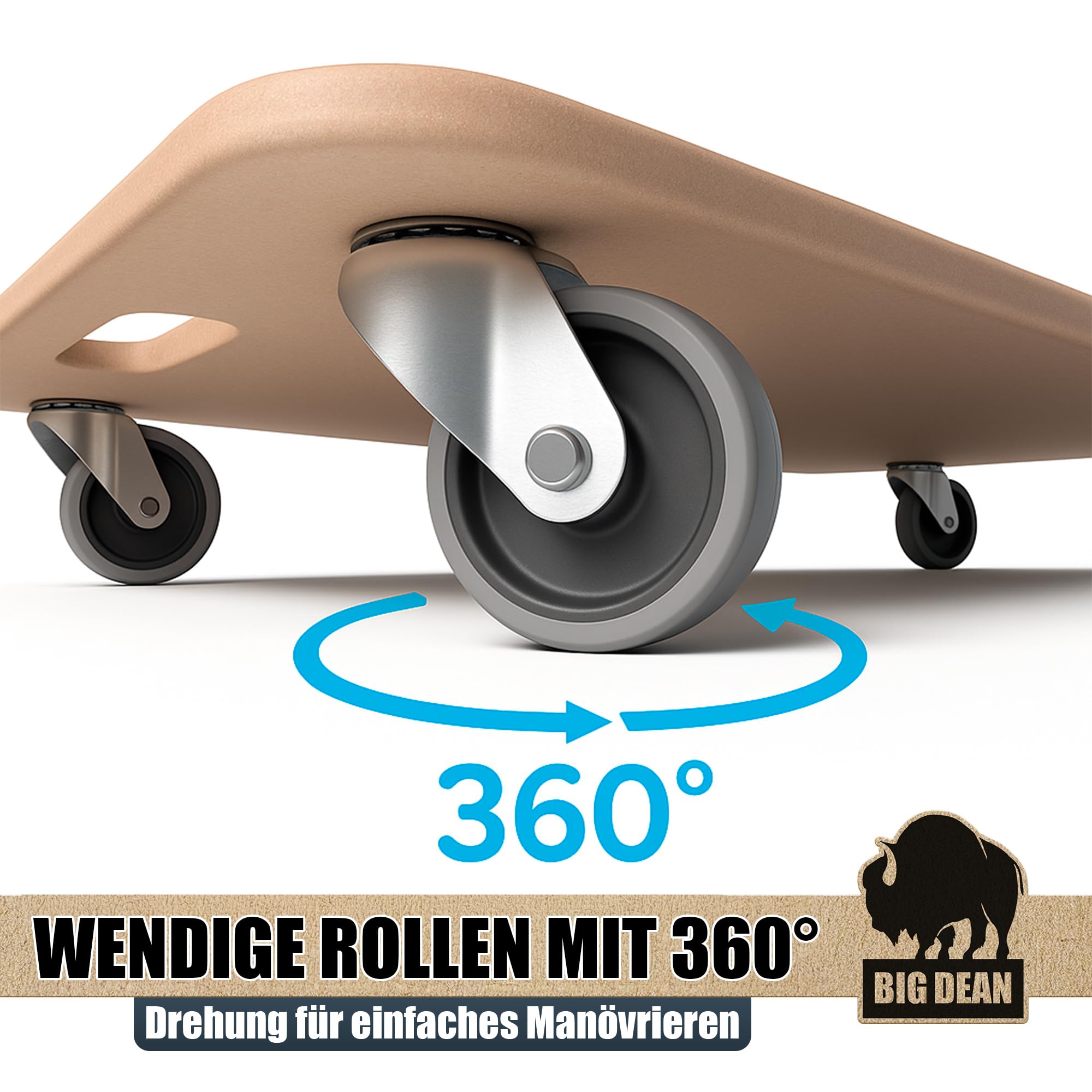 Lot de 3 roulettes de transport 200 kg pour meubles en MDF