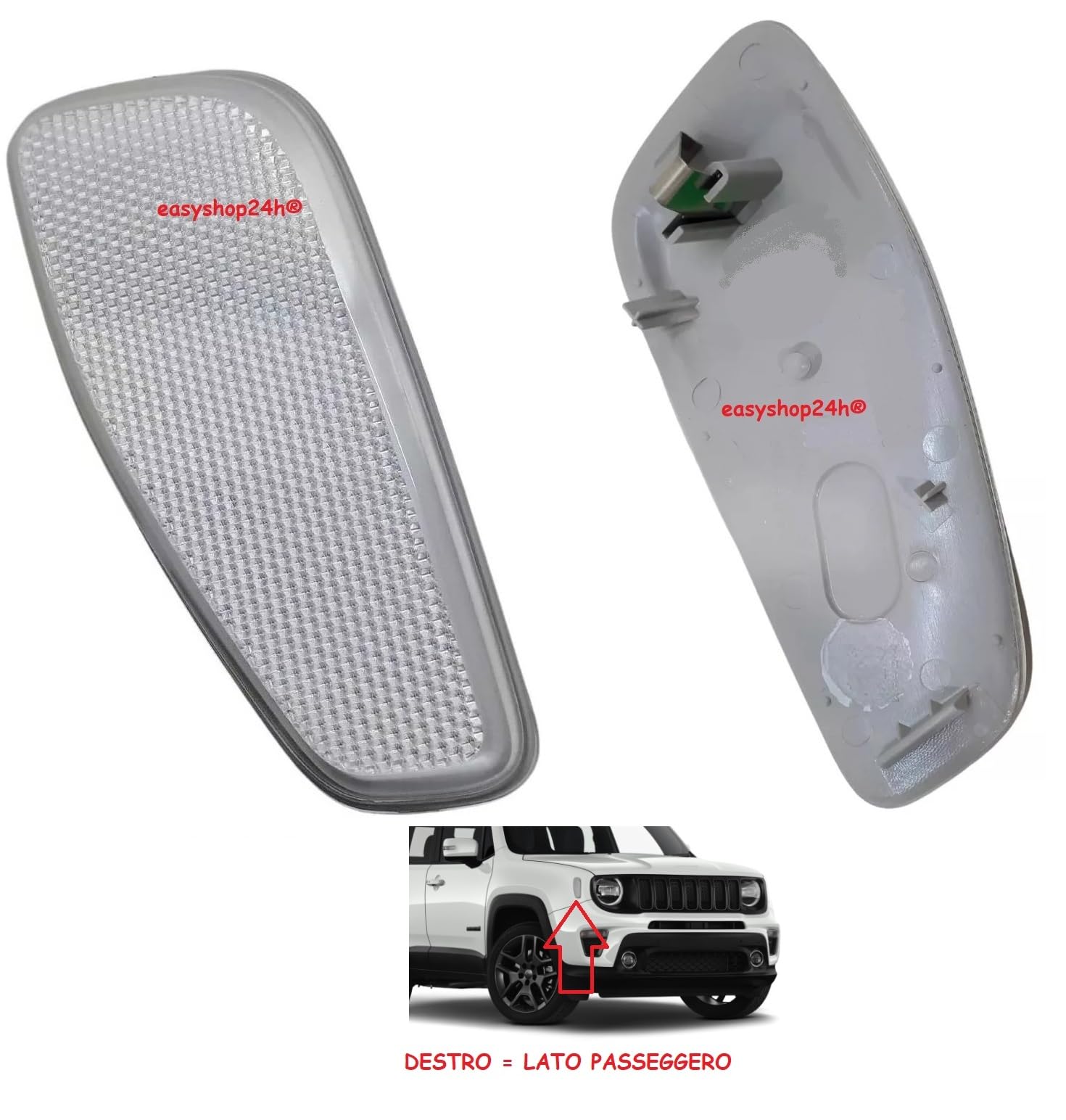 Fanale Fanalino Catarifrangente Parafango Anteriore Destro Per Renegade dal 2014 Luce Laterale Riflettore Catadiottro Lato Passeggero