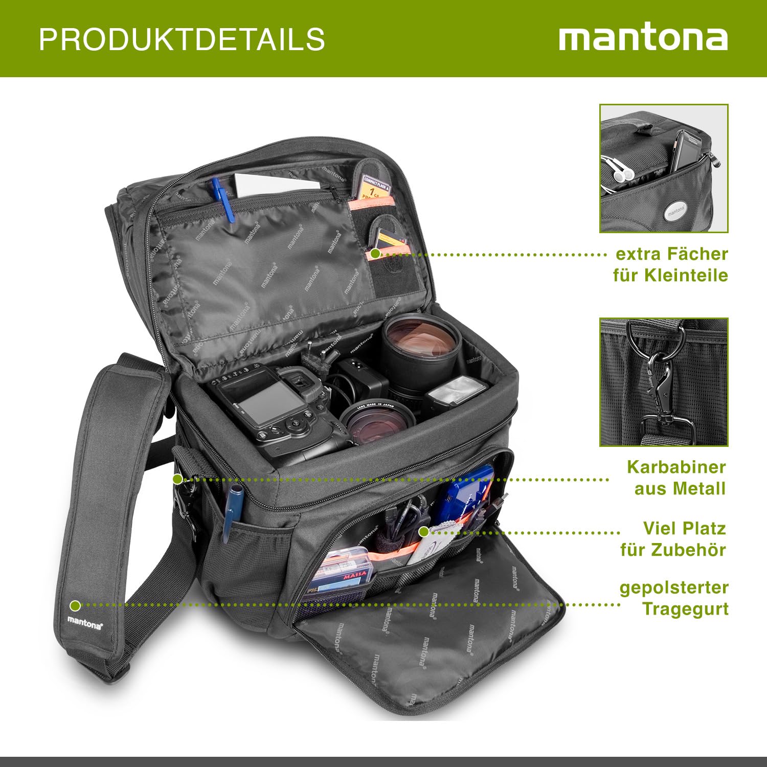 Mantona Neolit II - Funda para cámaras réflex, Color Negro (17944)