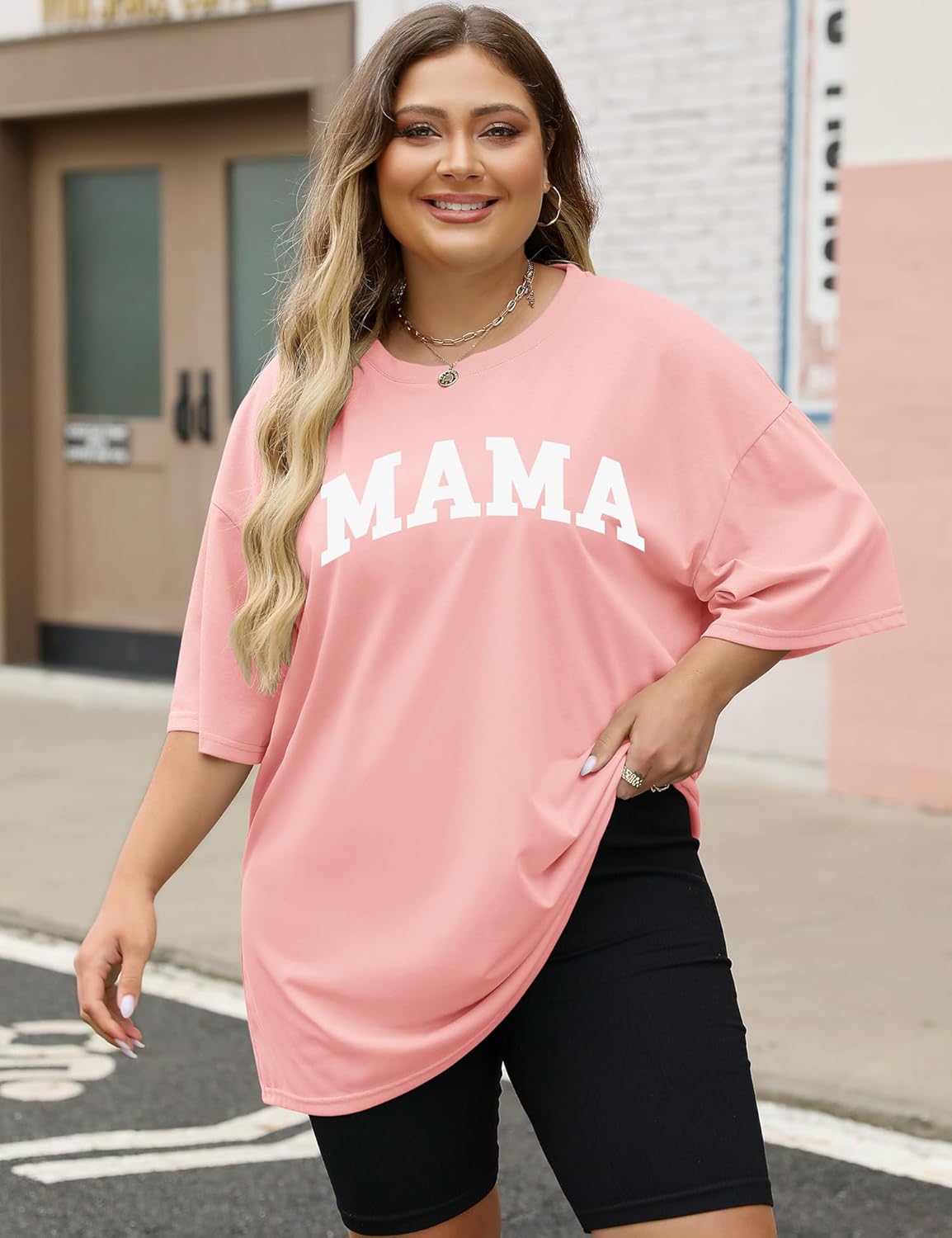 LOMON Oversized T Shirts for Women Short Sleeve Crewneck Summer Tops Loose Casual Mama Shirts Basic Tee - Image 4