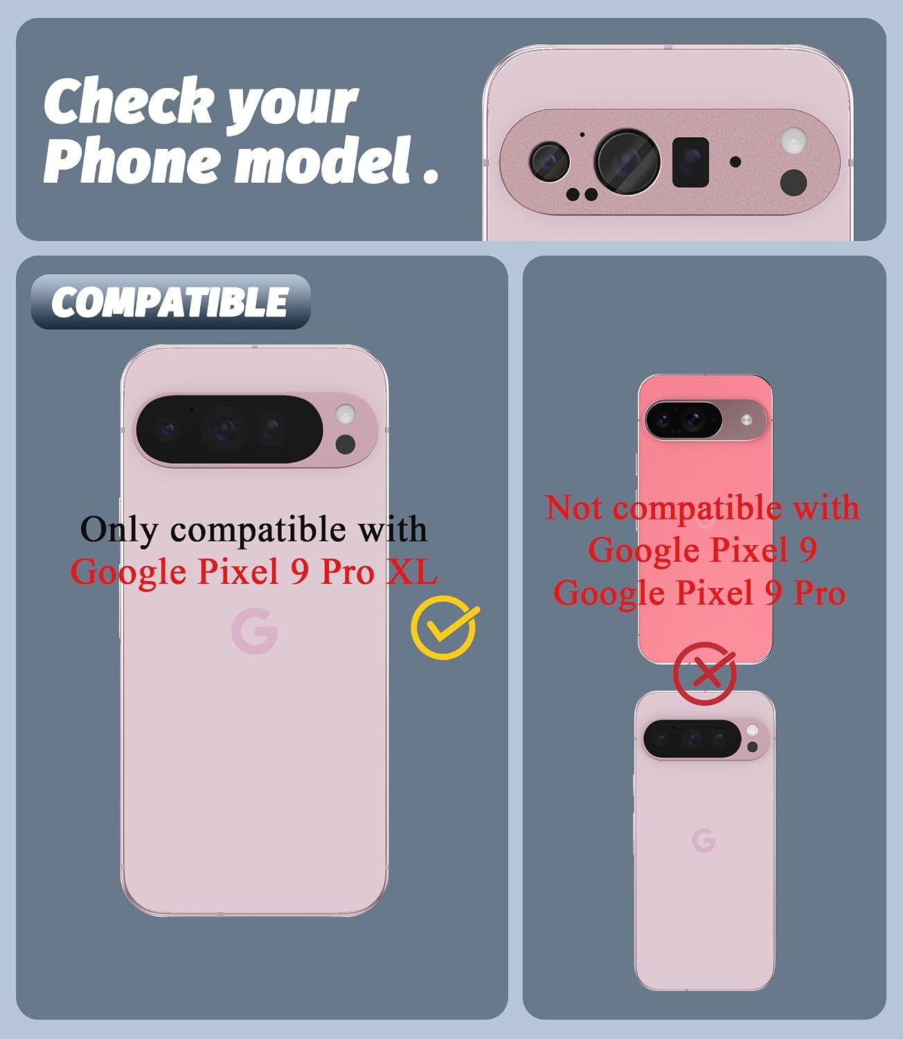 Orzero (2 Pack Camera Lens Protector Compatible for Google Pixel 9 Pro XL, Protector de Cámera Premium Metal and Glass Precise Camera Cutouts High Definition Anti-Scratch (Pink) image 2