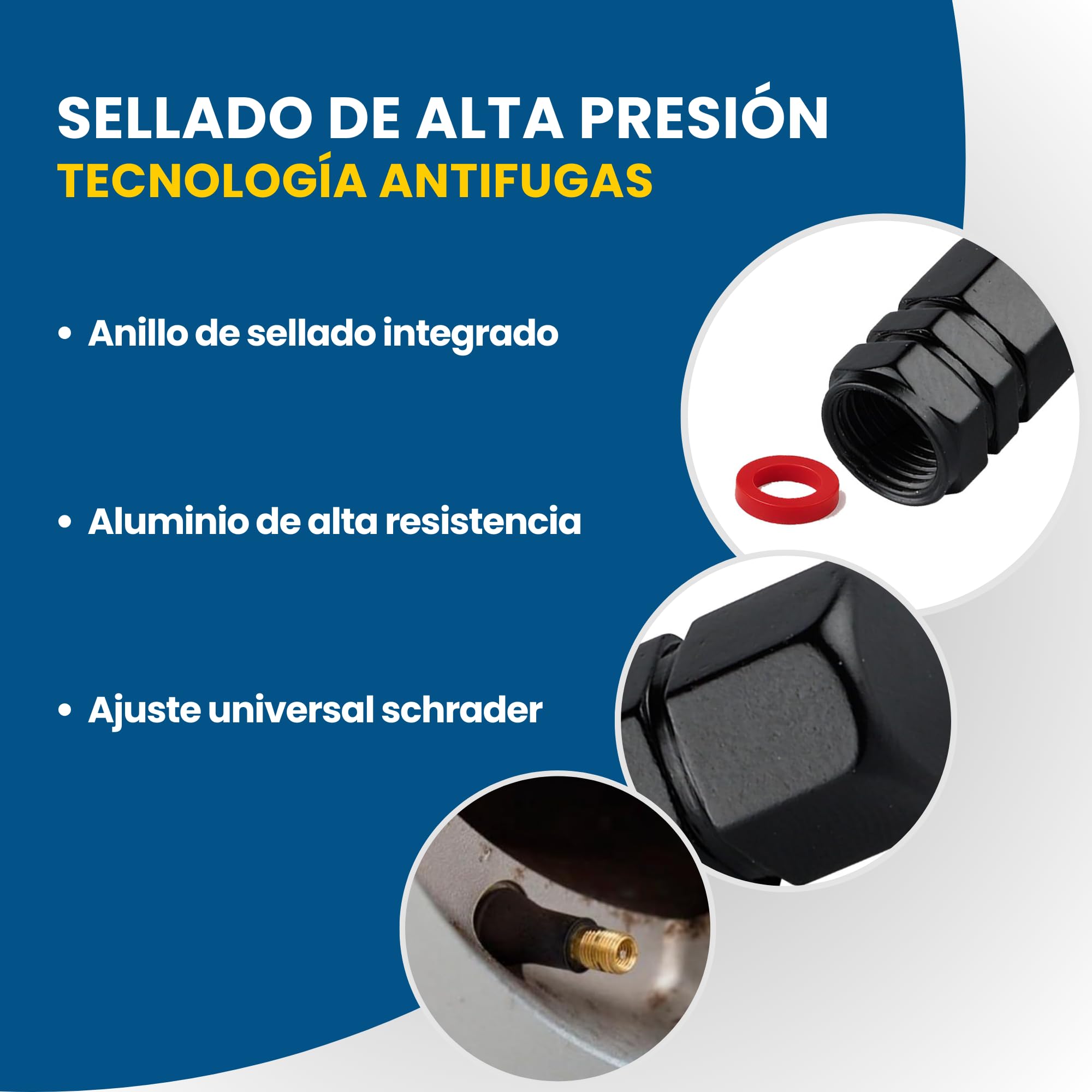 Pack de 10 Tapones para Rueda de Coche de Aluminio Negro + 2 de Regalo | Tapón Universal de Válvula para Moto, Bicicleta o Patinete | Anillo Sellador Antifugas | Diseño Elegante y Alta Resistencia — view 3