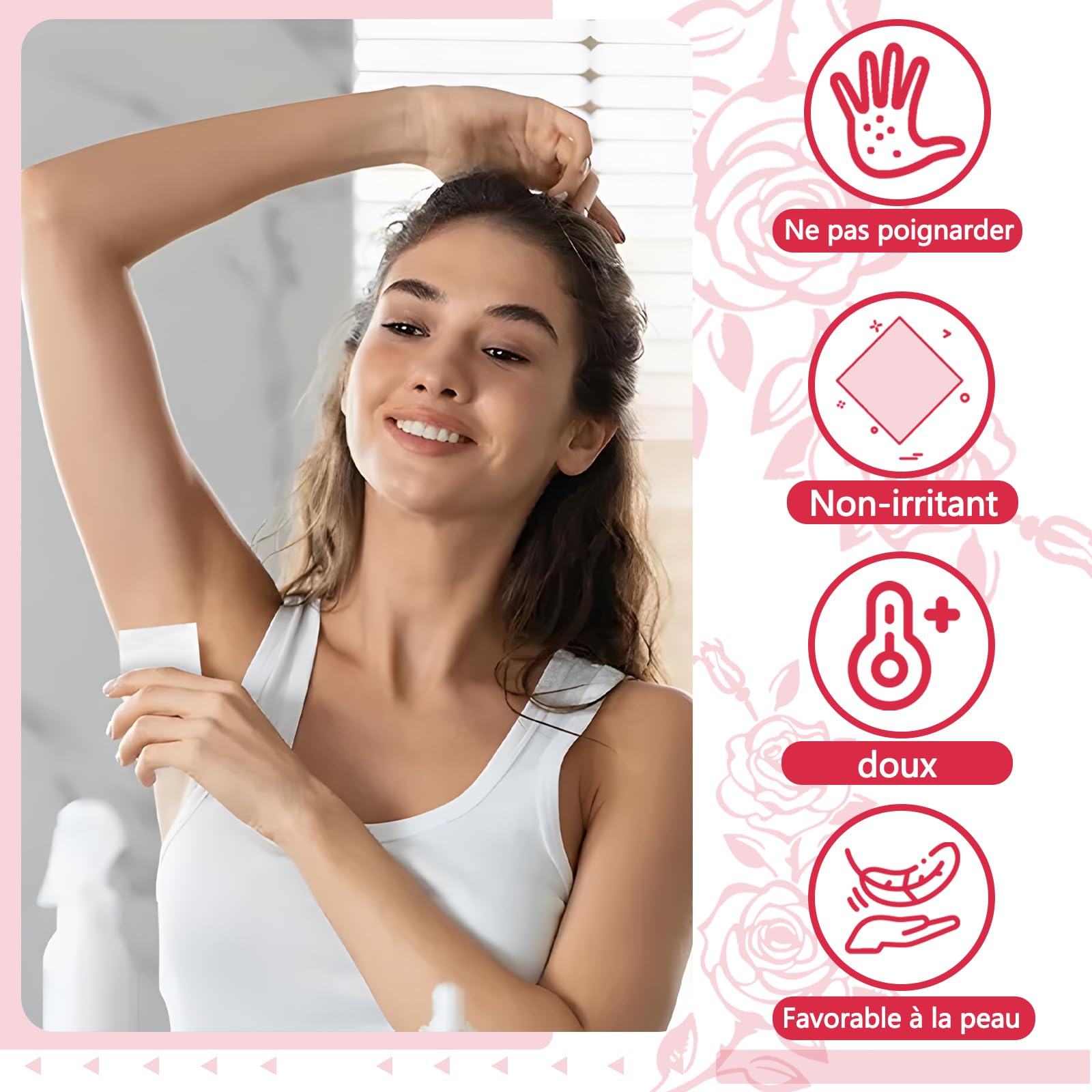 Krishome 50 pezzi rosa profumo di salviette deodorante e salviette per il corpo avvolgono individualmente le ascelle e viaggio per la pelle pulita per gli adolescenti (50)