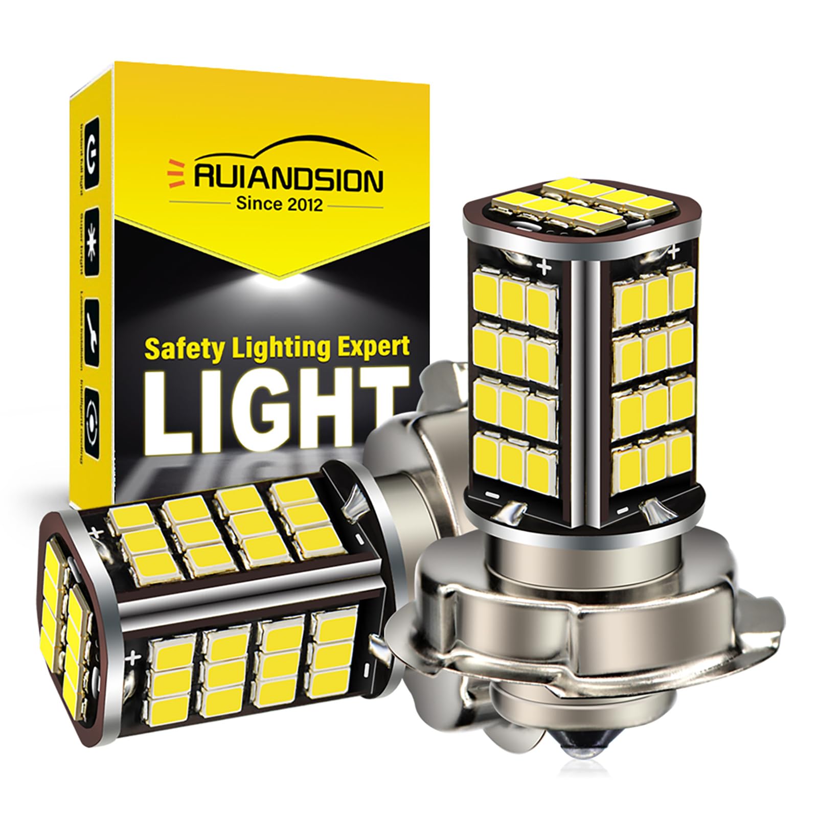 Ruiandsion 2pcs DC 12V P26S LED Lampadina motociclo Moto Faro Super Bright 3030 56SMD Chipset 6000 K Bianco